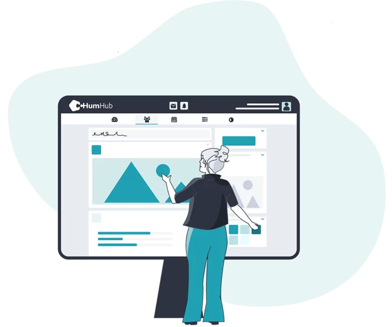 Person using HumHub interface